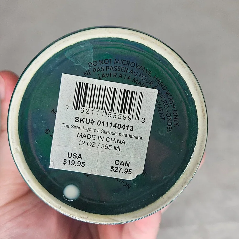 Starbucks Blue Green Siren Logo Iridescent Mermaid Ceramic Coffee Cup with Lid - Picture 8 of 8